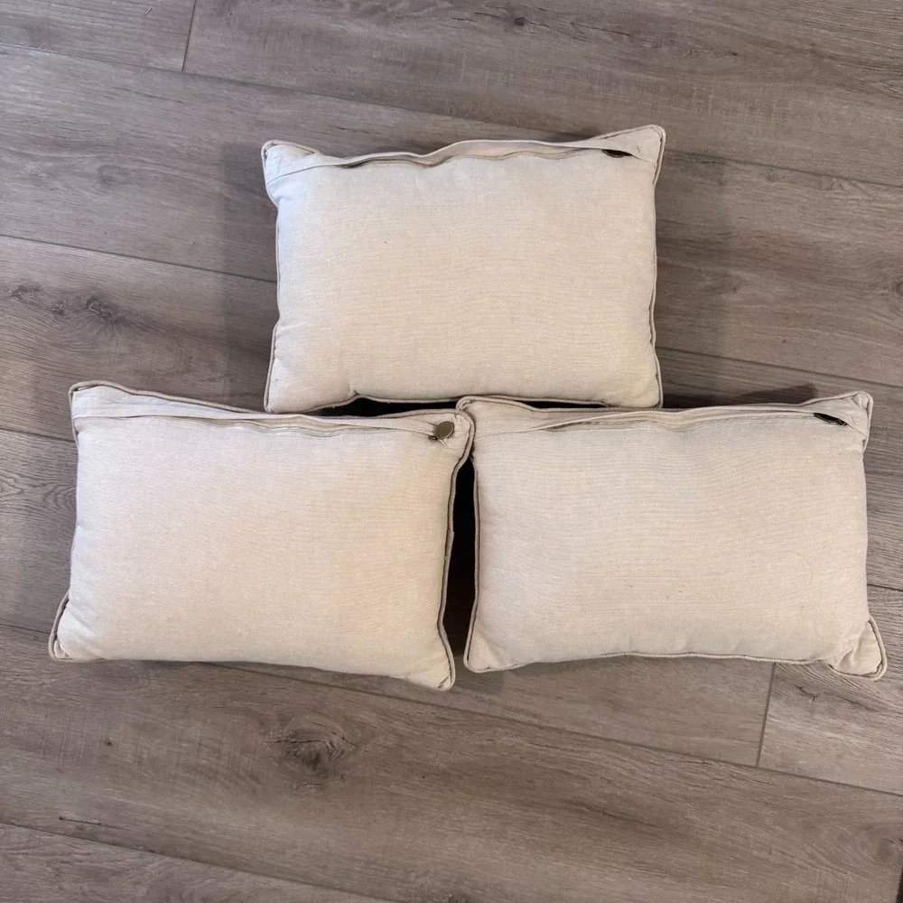 Pier 1 Butterfly Throw Pillows Set Beaded Sequins Beige Fairy Cottagecore Garden